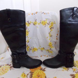 INC black leather wide calf riding boots size 5.5M